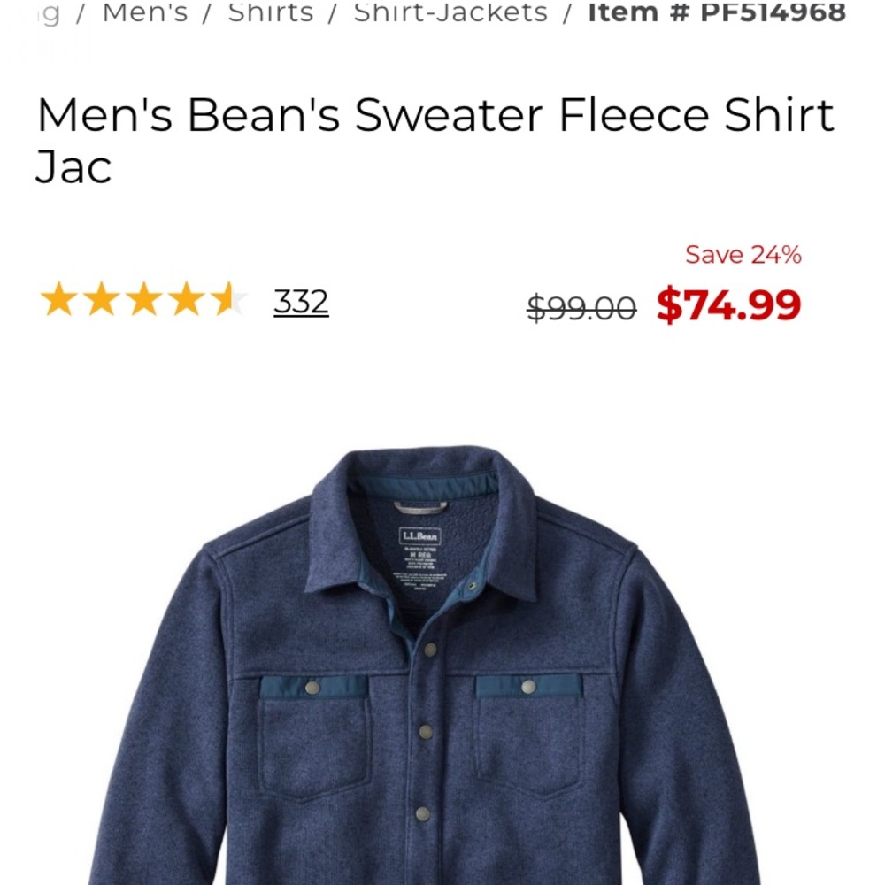 Men’s sweater fleece shirt jacket